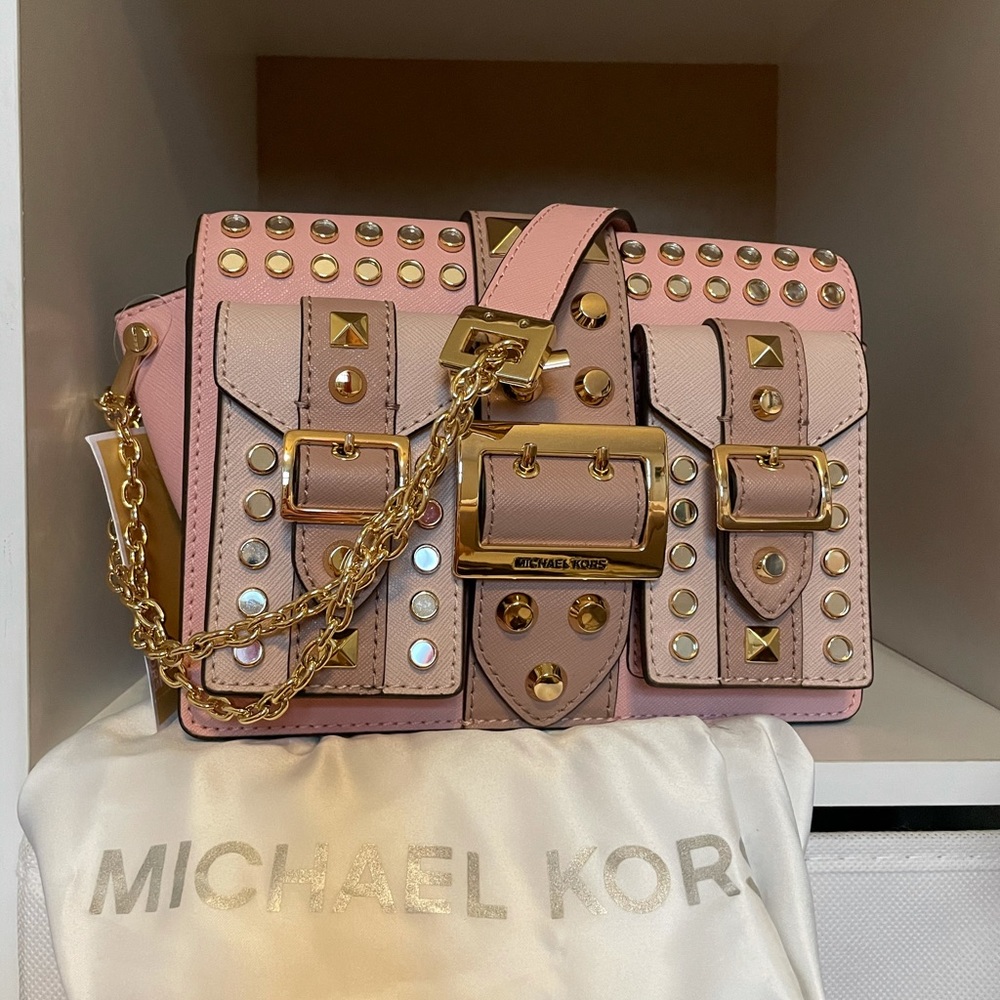 BRAND NEW W TAGS MICHAEL KORS STUDDED PINK HAYDEN